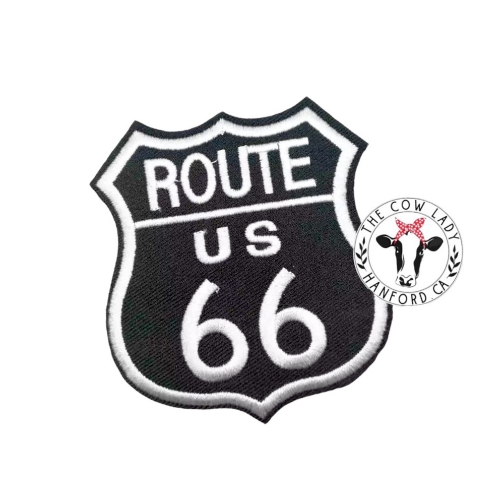 Route 66 Drive Cars Vintage Historic Embroidery Black White Iron-On Patch NEW